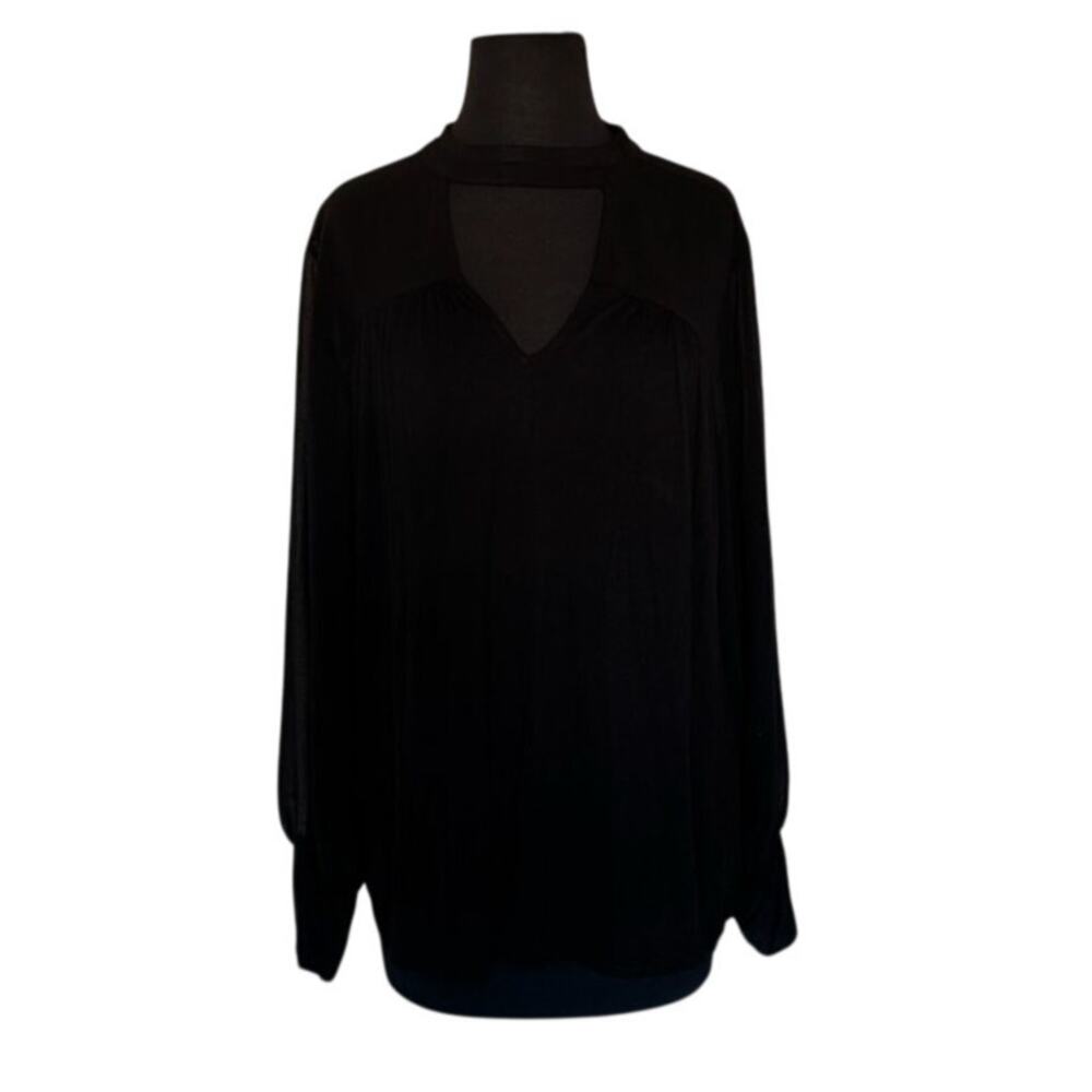 Maurice's Black Sheer Sleeve and Neckline with Keyhole - 1